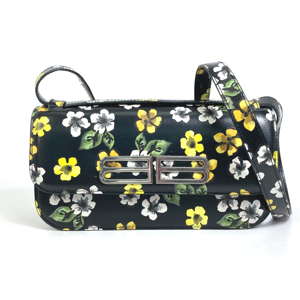 バレンシアガ BALENCIAGA GOSSIP ゴシップ フラワー 674693 カバン 肩掛け 斜め掛け ショルダーバッグ レザー ブラック