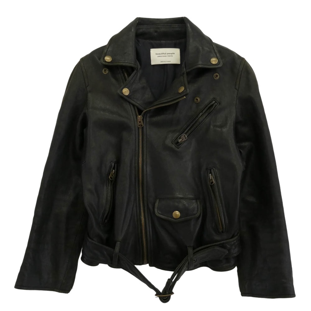 beautiful people ビューティフルピープル ライダースジャケット 1580402402 キッズ レザー ライダース ジャケット ブラック系 130【中古】
