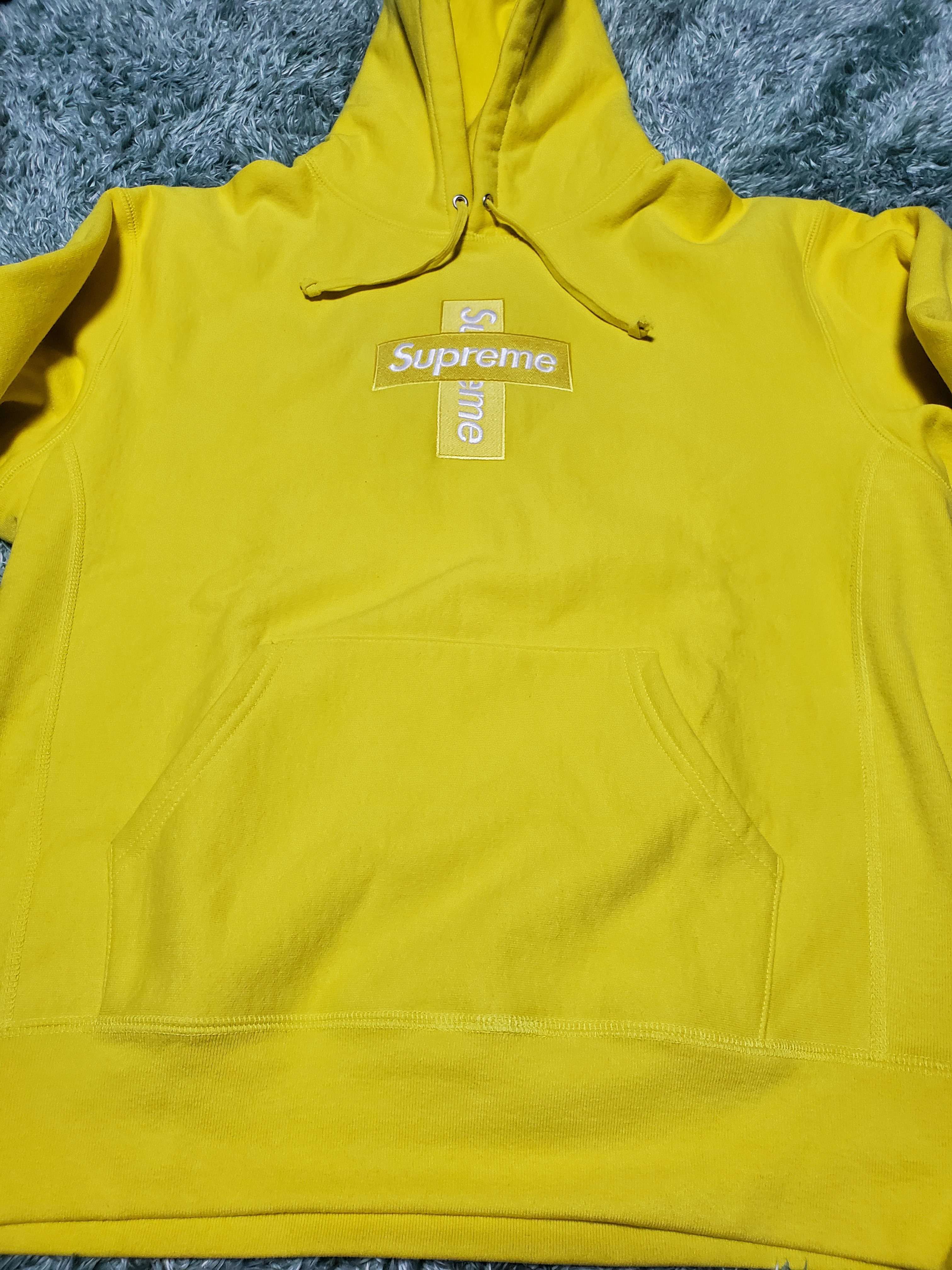 Supreme Cross Box Logo Hooded Sweatshirt "Yellow"