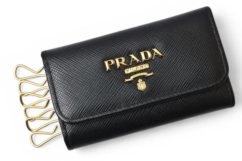 プラダ キーケース/キーホルダー PRADA 6連 1PG222 SAFFIANO METAL/型押しレザー NERO/ブラック【中古】