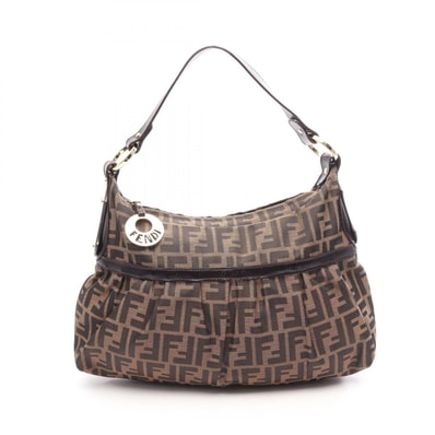 フェンディ FENDI ズッカ ショルダーバッグ バッグ キャンバス レザー レディース ブラウン系 / ブラック系 8BR448 【中古】