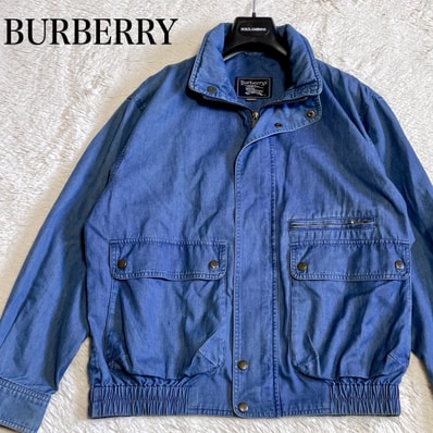 希少 BURBERRY フード付き デニムジャケット スイングトップ ロゴボタン