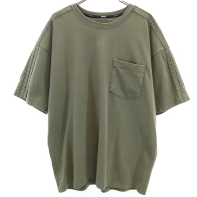 adidas アディダス 半袖 ウォッシュ加工 Tシャツ XL オリーブ系