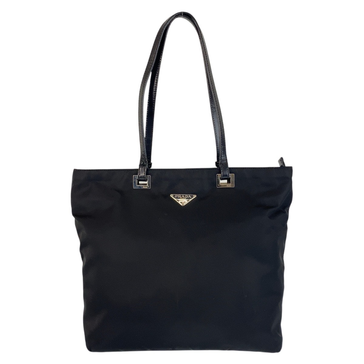 PRADA プラダ テスート 三角ロゴプレート ブラック 黒 シルバー金具 ナイロン レザー/ トートバッグ ショルダーバッグ 506402 【中古】