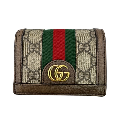 グッチ GUCCI 二つ折り財布 GGスプリーム オフィディア コンパクトウォレット ダブルGG 523155 ブラウン