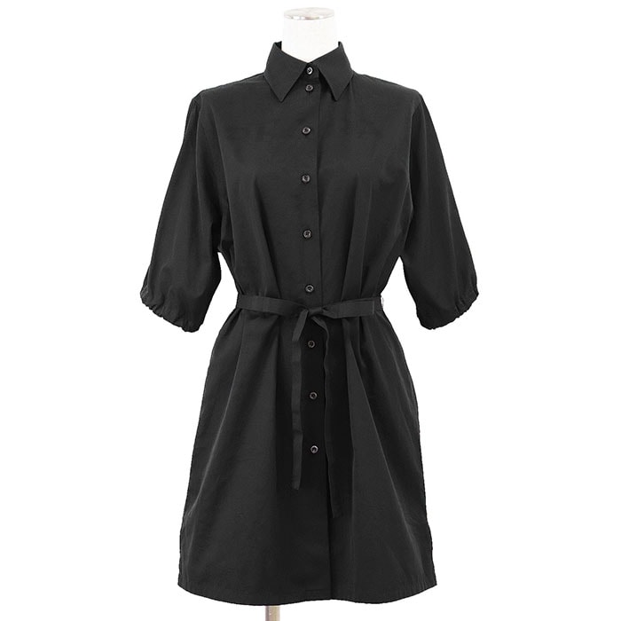 プラダ 2023年製 半袖 ロング シャツ ロゴ  ワンピース レディース ブラック 36 PRADA