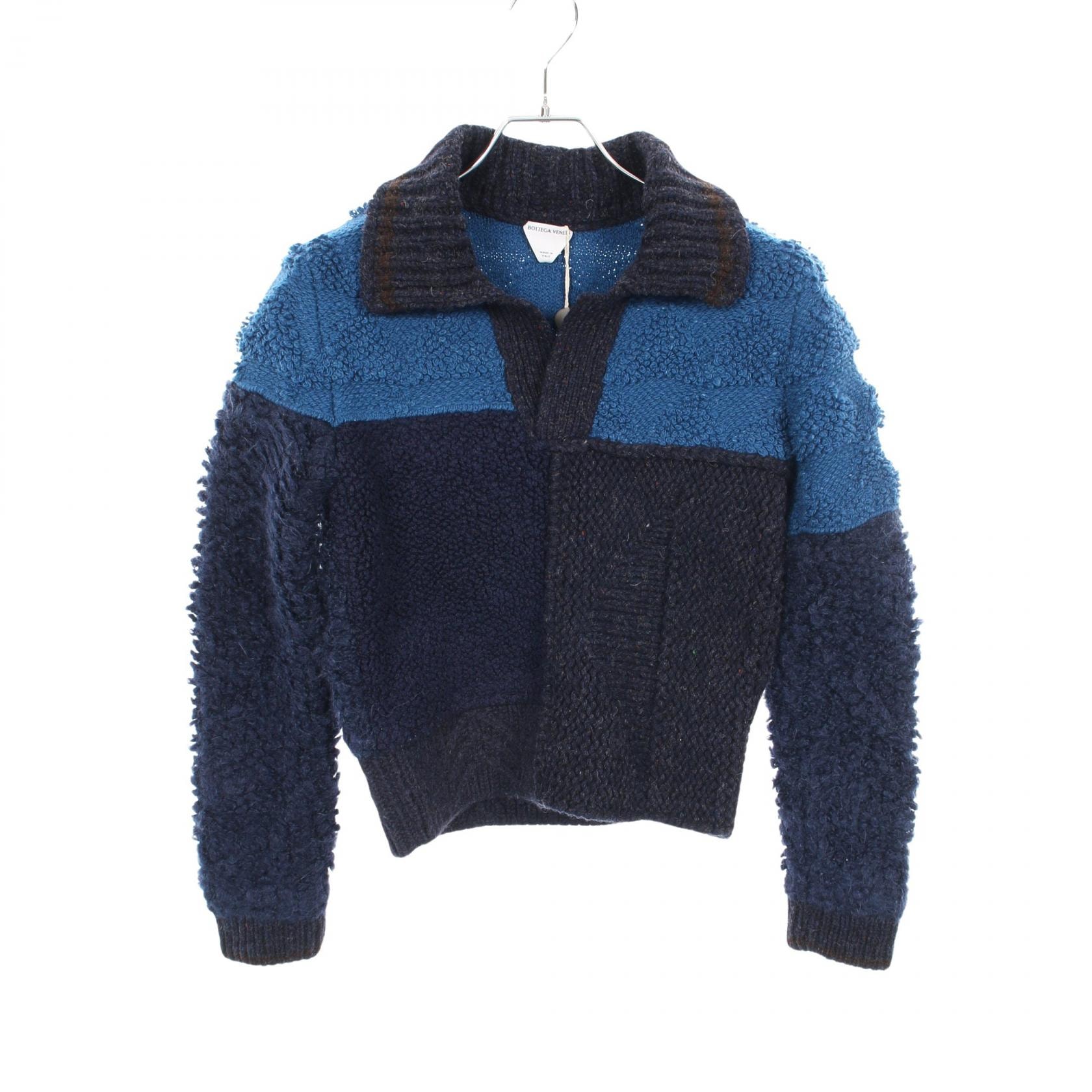 ボッテガヴェネタ BOTTEGA VENETA パッチワーク ニット 衣料品 トップス ウール レディース ネイビー系 / ブルー系 【中古】