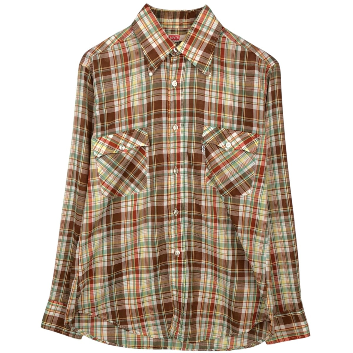古着 70年代 リーバイス Levi's チェック柄 長袖 ウエスタンシャツ メンズL相当/eaa495546