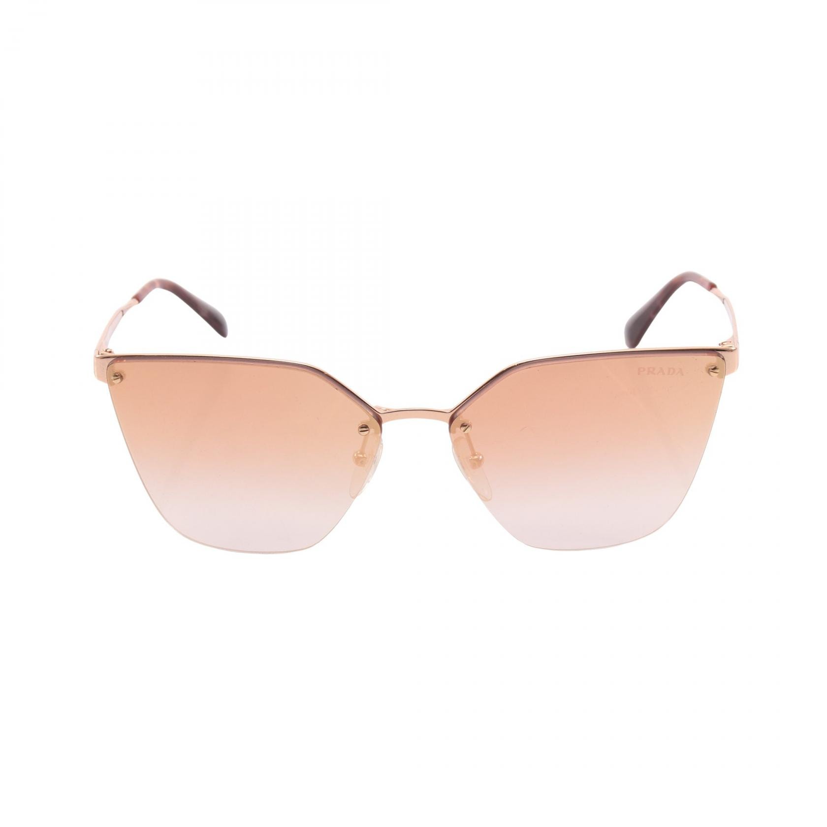 プラダ PRADA グラデーションレンズ ハーフリム サングラス 衣料品 GP レディース ピンク系 / ゴールド系 SPR68T 【中古】