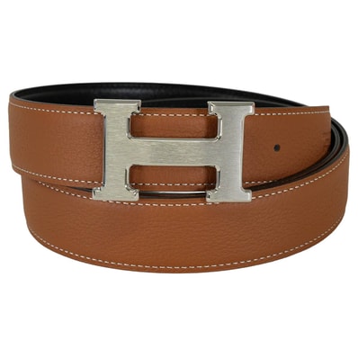 HERMES エルメス ベルト Hベルト コンスタンス32 リバーシブル ゴールド/黒 (ブラック) トゴ/ボックスカーフ #90 マットシルバー金具 K刻印 新品未使用
