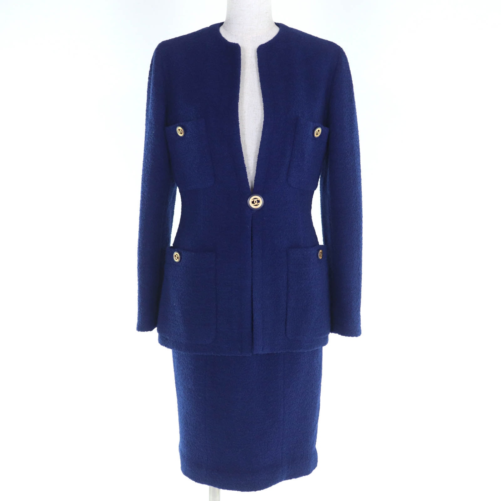 極美品 シャネルブティック スーツ ブルー レディース 36