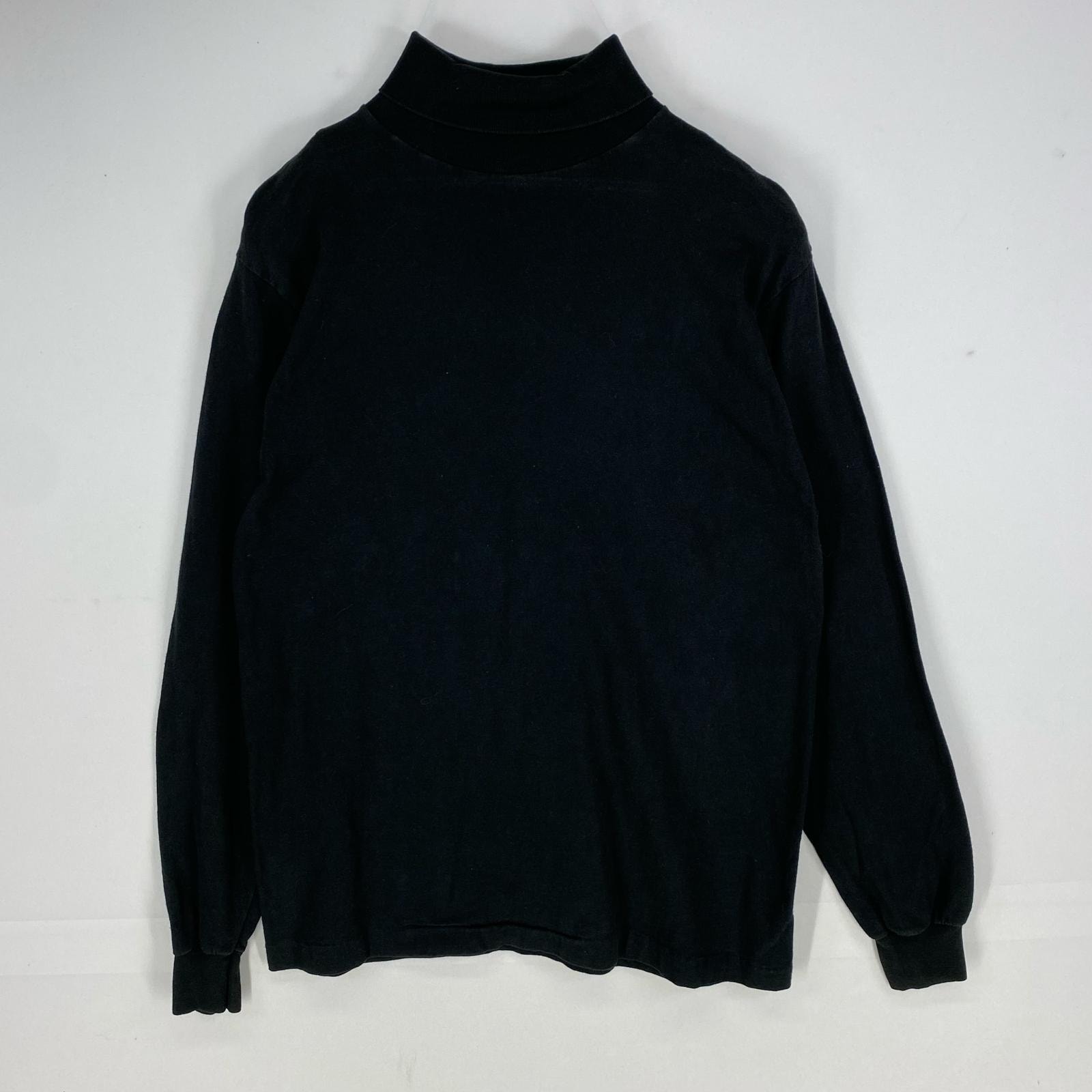 古着 90's/90年代 フルーツオブザルーム FRUIT OF THE LOOM USA製 長袖Tシャツ タートルネック M ブラック系 無地 メンズ