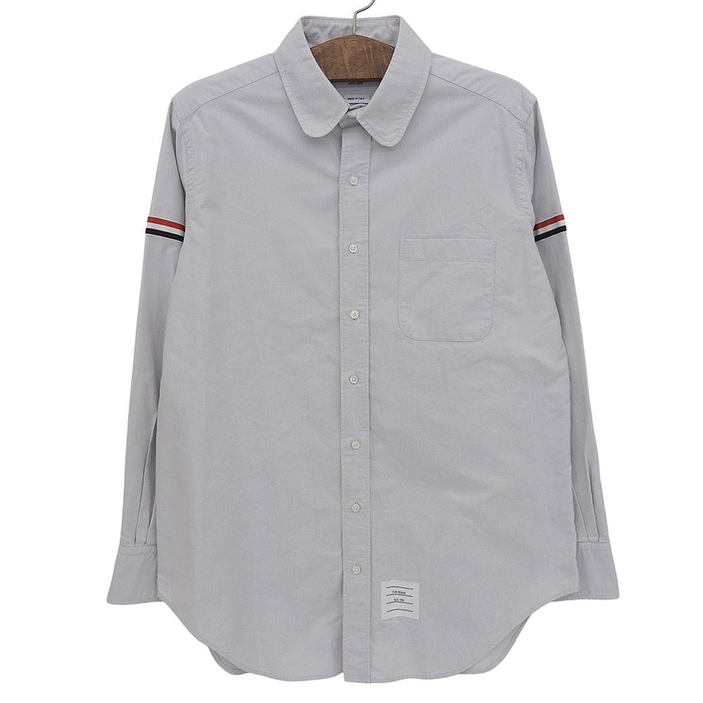 トムブラウン トリコロールアームバンド コットン 長袖シャツ トップス メンズ グレー 5 21年製 5