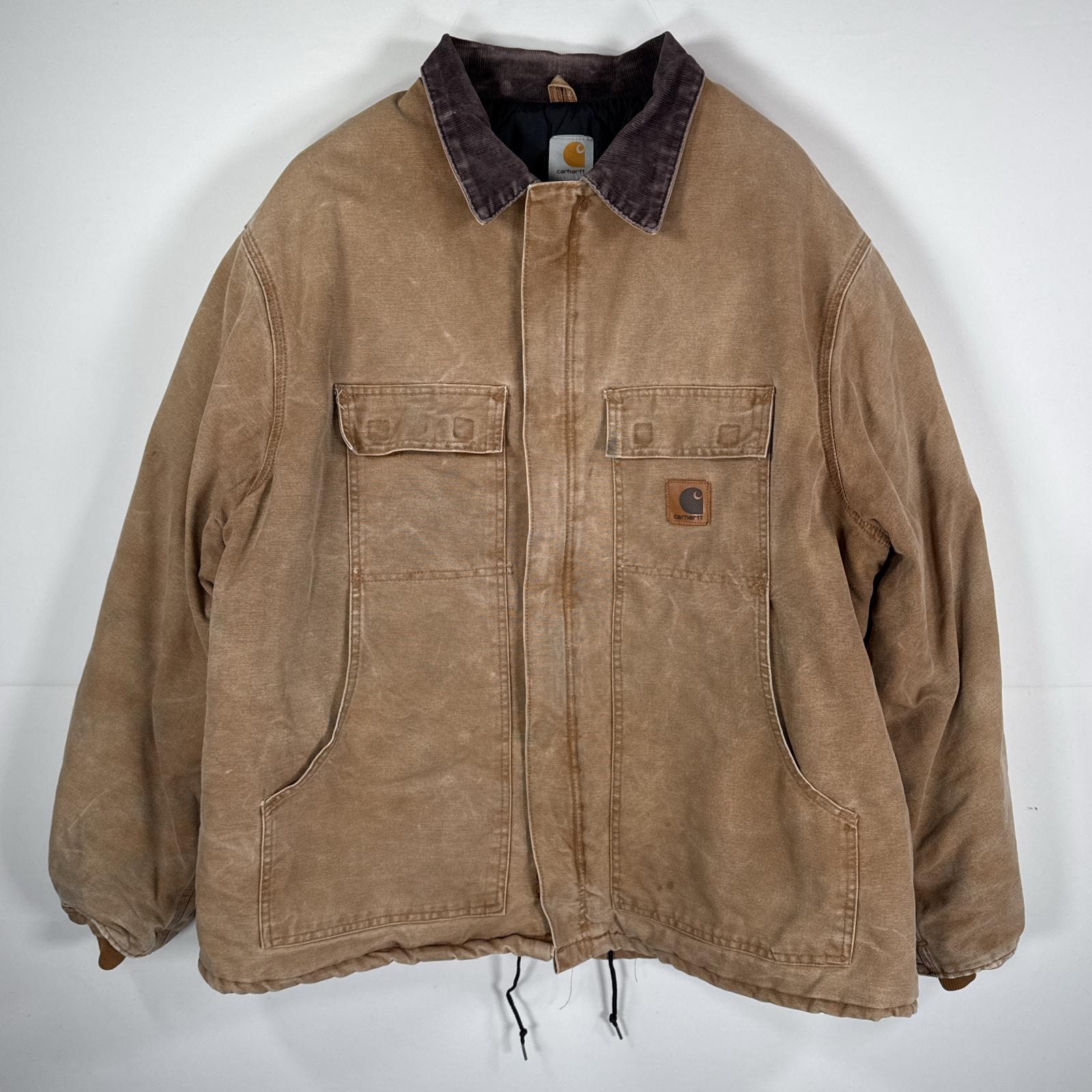 古着 カーハート Carhartt USA製 ダック ワークジャケット トラディショナルコート オーバーサイズ 2XL  ベージュ メンズ