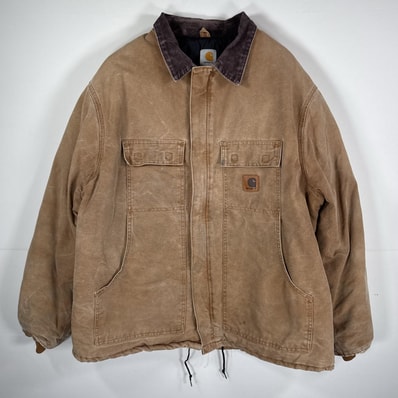 古着 カーハート Carhartt USA製 ダック ワークジャケット トラディショナルコート オーバーサイズ 2XL ベージュ メンズ