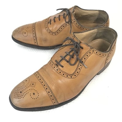 イングランド製/ビンテージ★ローク/LOAKE★本革/セミブローグ【6.5/25.0-25.5/茶/BROWN】グッドイヤー製法/パンチドキャップトウ◆bi-149