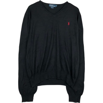 古着 ラルフローレン Ralph Lauren POLO by Ralph Lauren SLIM FIT Vネック ピマコットンニットセーター メンズXL相当/eaa645879