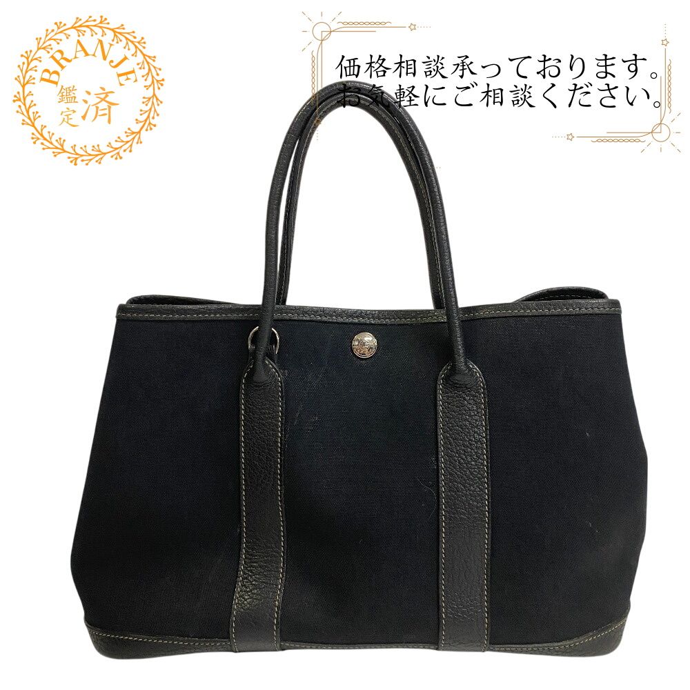 エルメス HERMES ハンドバッグ ガーデンパーティTPM 2way トワル ブラック