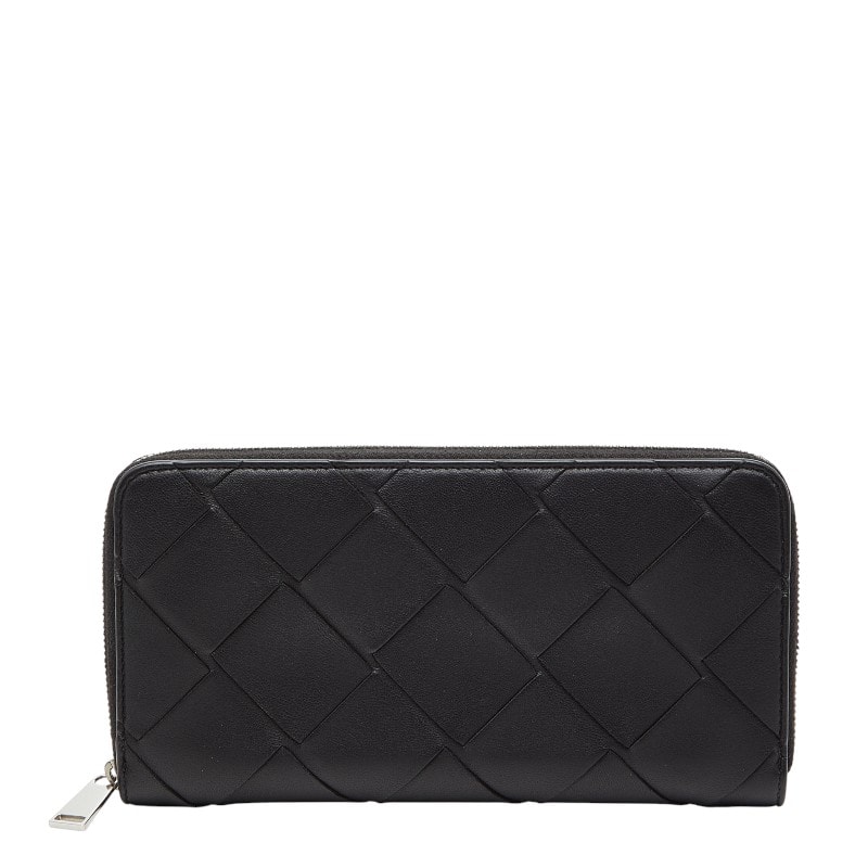 ボッテガヴェネタ イントレチャート 長財布 ブラック レザー レディース BOTTEGAVENETA 【中古】