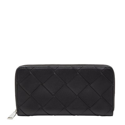 ボッテガヴェネタ イントレチャート 長財布 ブラック レザー レディース BOTTEGAVENETA 【中古】