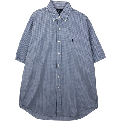 古着 ラルフローレン Ralph Lauren BLAKE ギンガムチェック シアサッカー 半袖 ボタンダウン チェックシャツ メンズM相当/eaa640996