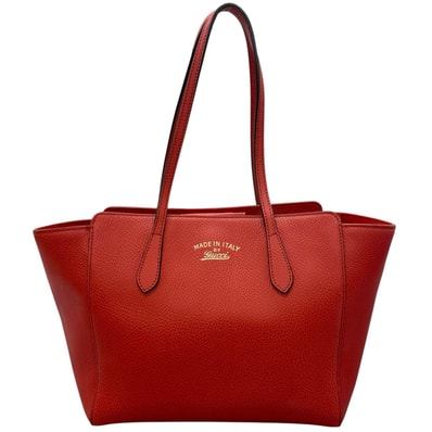 美品 GUCCI グッチ スヴィング 354408 トートバッグ レザー レッド レディース【中古】