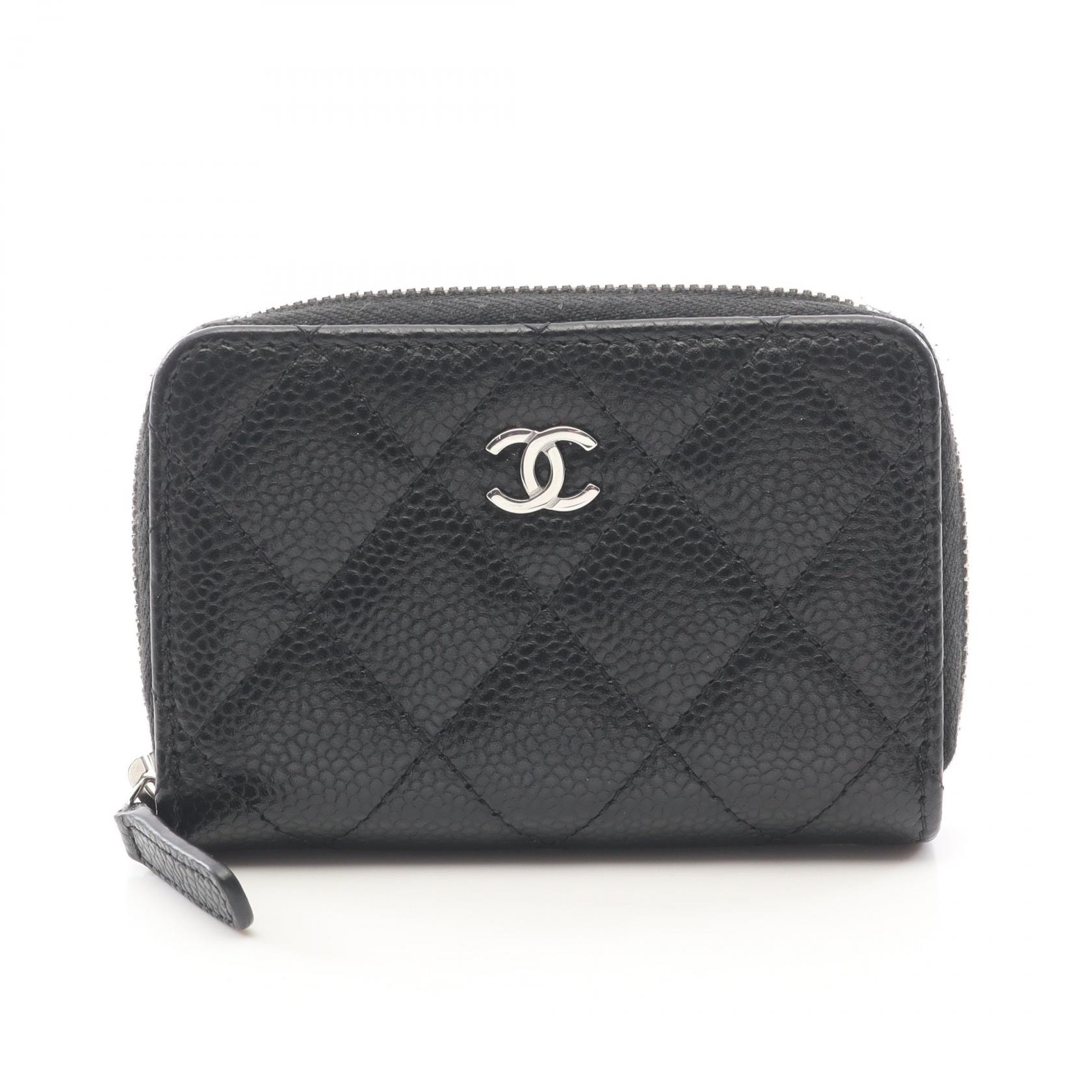 シャネル CHANEL クラシック ジップ コインパース マトラッセ コインケース 財布 カーフ(牛革) レディース ブラック系 【中古】