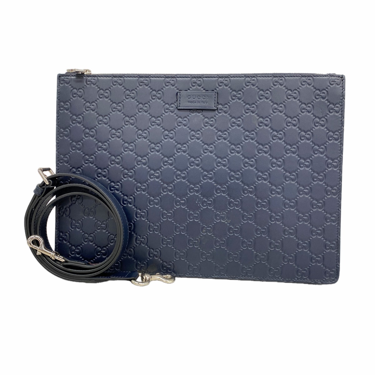 ★最終価格【6ib1482】グッチ ショルダーバッグ グッチシマ 429004 レザー ネイビー シルバー金具【中古】メンズ