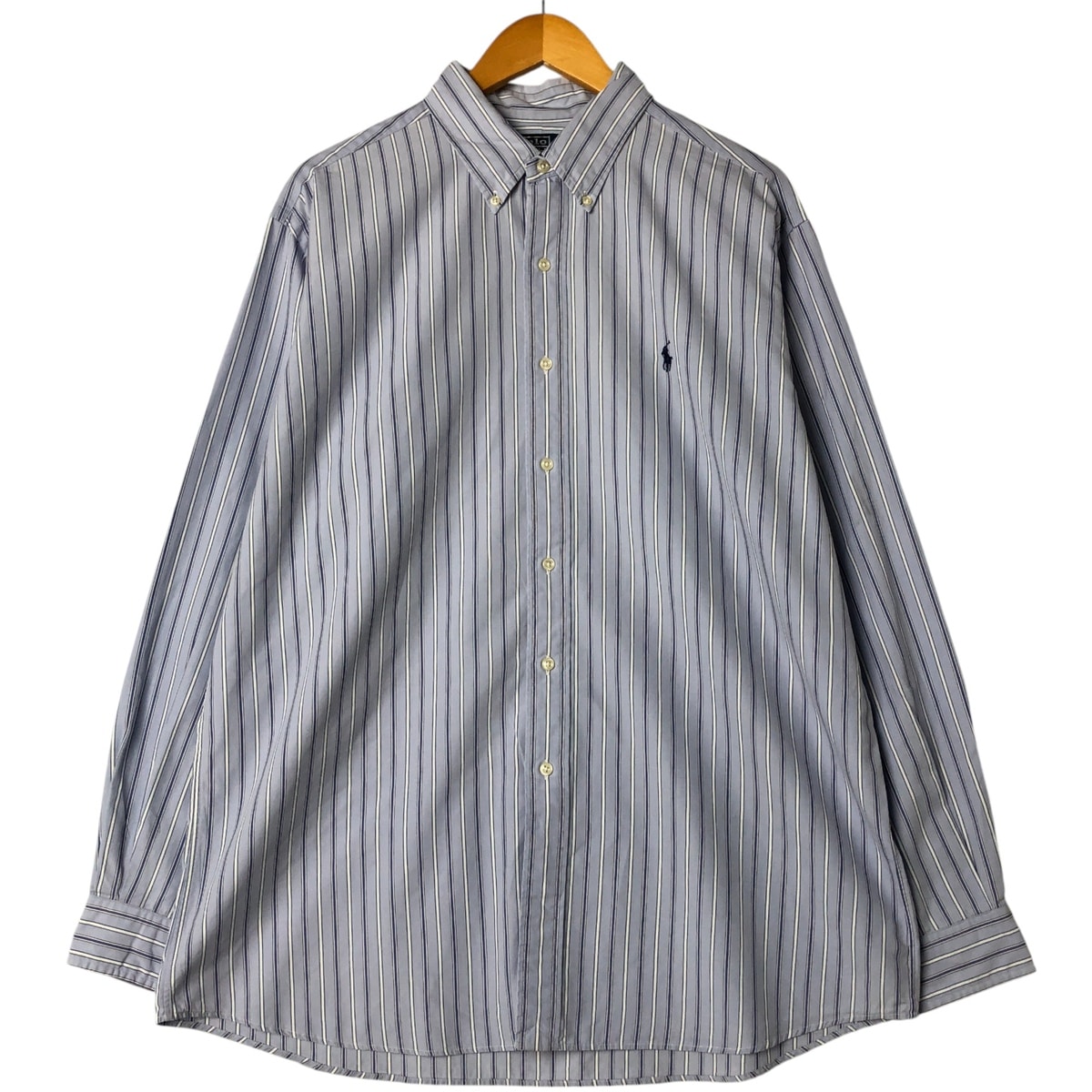 古着 ラルフローレン Ralph Lauren POLO by Ralph Lauren ELLINGTON 半袖 ボタンダウン ストライプシャツ メンズXL相当/eaa551958