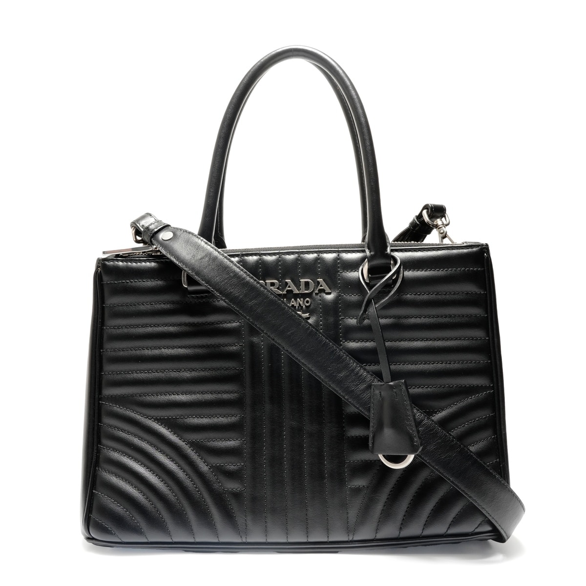 プラダ PRADA ダイヤグラム 2WAY レザー ショルダーバッグ【中古】