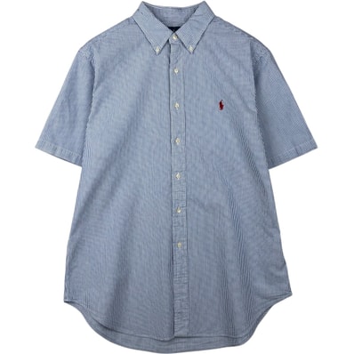 古着 ラルフローレン Ralph Lauren CLASSIC FIT クラシックフィット シアサッカー 半袖 ボタンダウン ストライプシャツ メンズL相当/eaa643908