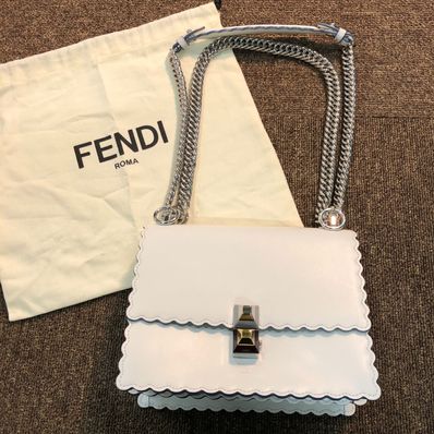 FENDI KAN I Leather Handle Bag "White"