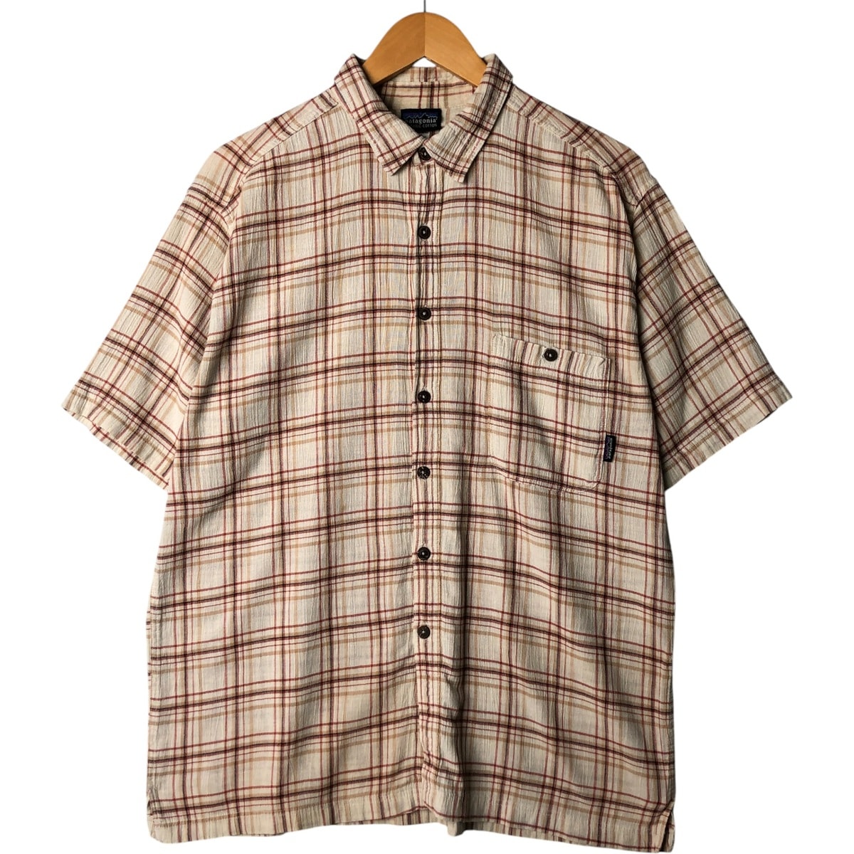 古着 00年代 パタゴニア Patagonia A/C シャツ 52921SP9 楊柳クレープ 半袖 コットン チェックシャツ ボックスシャツ メンズL相当/evb030103