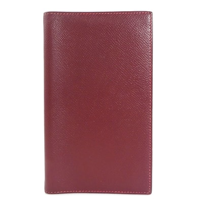 エルメス HERMES 手帳カバー レザー バーガンディ/レッド ユニセックス【中古】 e61137a