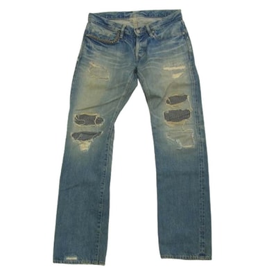 HYSTERIC GLAMOUR ヒステリックグラマー デニムパンツ 0212AP03 SP加工 WR スタッズ ダメージ デニム パンツ インディゴブルー系【中古】