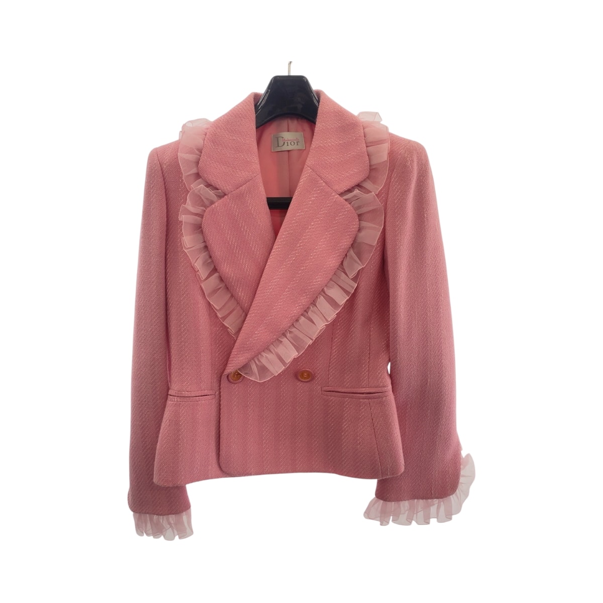 美品 Dior ディオール ヴィンテージ フリル ピンク ウール フリル ジャケット 501589 【中古】