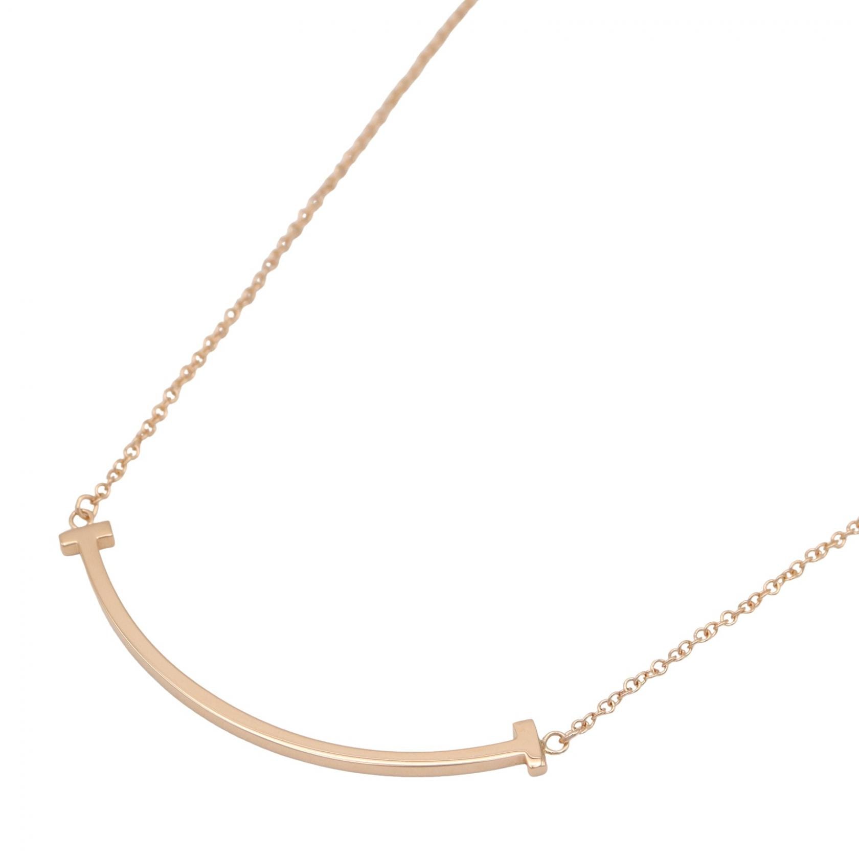 ティファニー TIFFANY&CO Tスマイル スモール ネックレス ネックレス ジュエリー K18PG(ピンクゴールド) メンズ レディース ゴールド系 6001678 【中古】