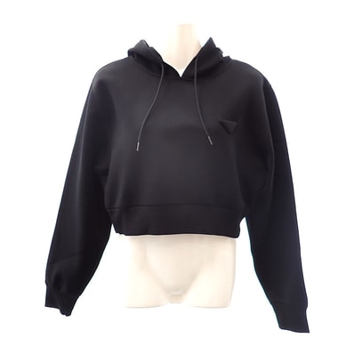 プラダ PRADA クロップド フーディ S 134710 S000 10GS パーカー コットン ナイロン ブラック レディース【中古】【Aランク】