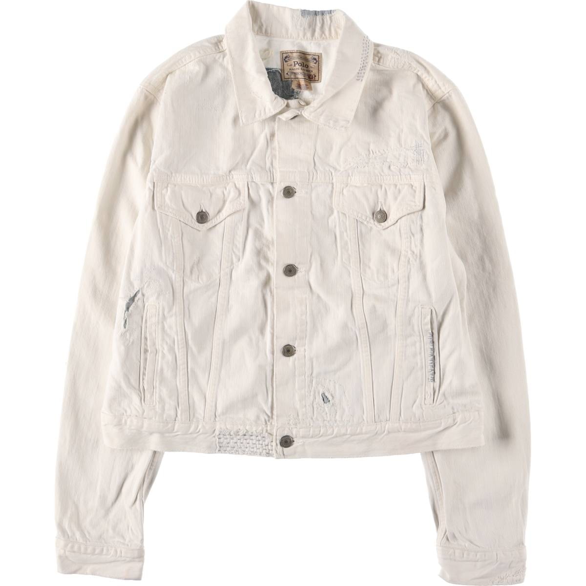 古着 ラルフローレン Ralph Lauren Polo Ralph Lauren ホワイトデニムジャケット Gジャン メンズXL相当/eaa595154