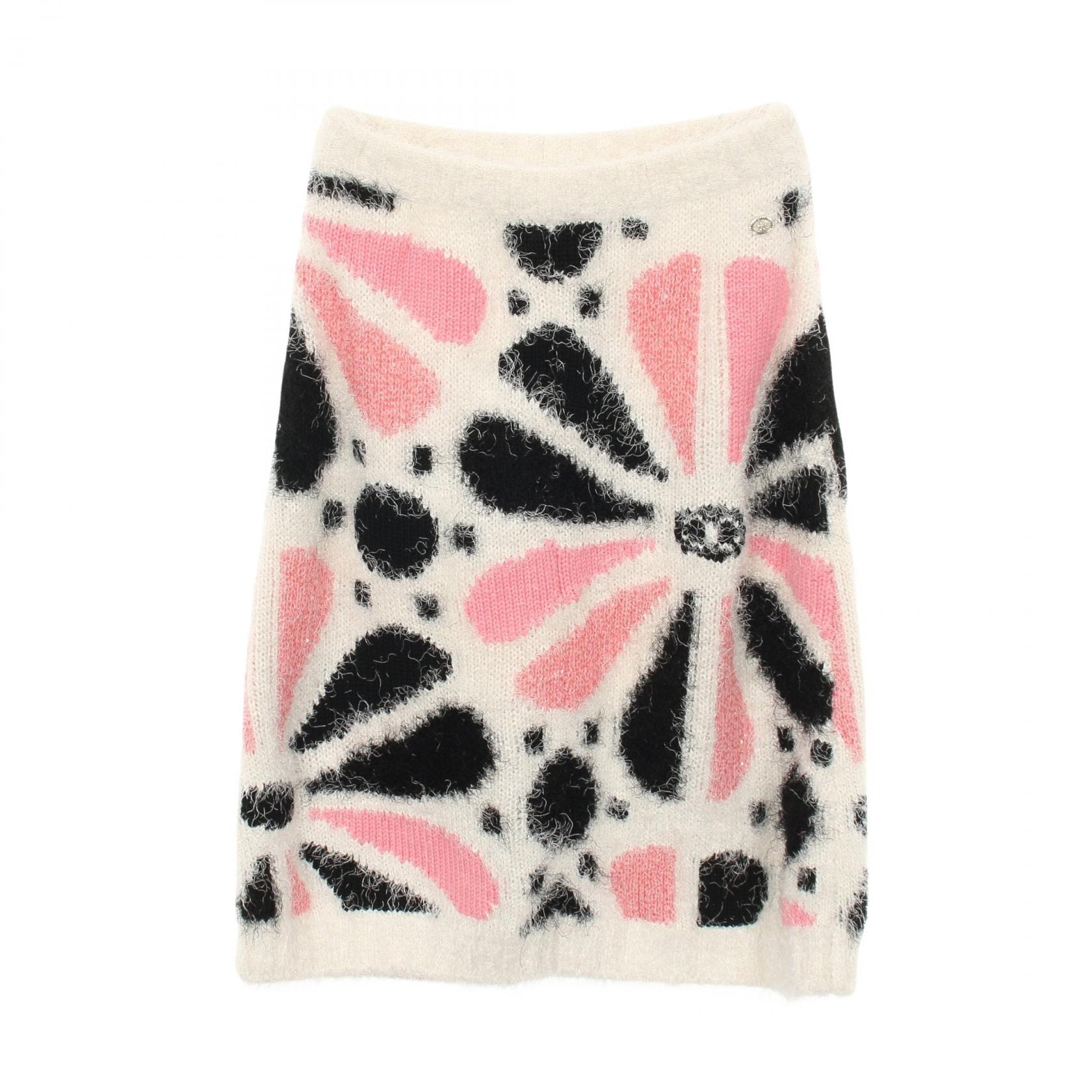 シャネル CHANEL ココマーク スカート 衣料品 ボトムス カシミヤ シルク レディース ホワイト系 / ピンク系 / ブラック系 P76107K 【中古】