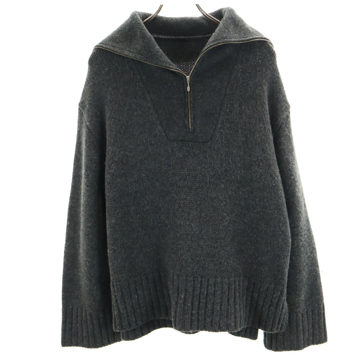 Adam et Rope' アダムエロペ 長袖 ハーフジップ ニット F チャコールグレー セーター