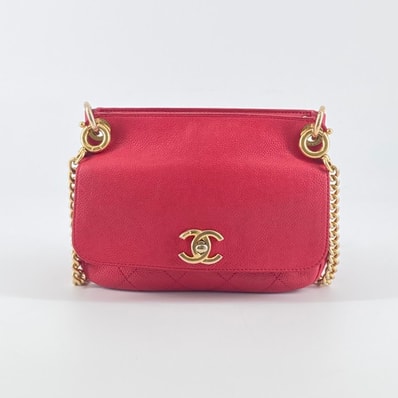 CHANEL(シャネル) マトラッセ ビジネスアフィニティ キャビアスキン 23番台 ショルダーバッグ レッド