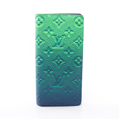 ルイ・ヴィトン LOUIS VUITTON ポルトフォイユ ブラザ モノグラムトリヨン ブルーヴェール 二つ折り長財布 財布 レザー メンズ ブルー系 / グリーン系 M81255 【中古】