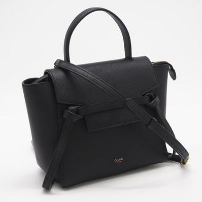 美品 CELINE セリーヌ ナノ ベルトバッグ 189003ZVA 2wayハンドバッグ ブラック グレインカーフレザー レディース