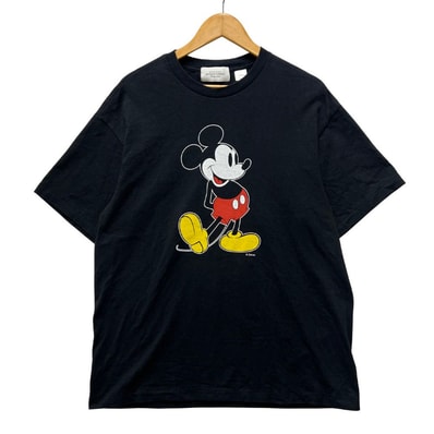 UNUSED アンユーズド Disney ディズニー コラボ ミッキーマウス プリント 半袖Tシャツ ブラック サイズ3 正規品 / 52437