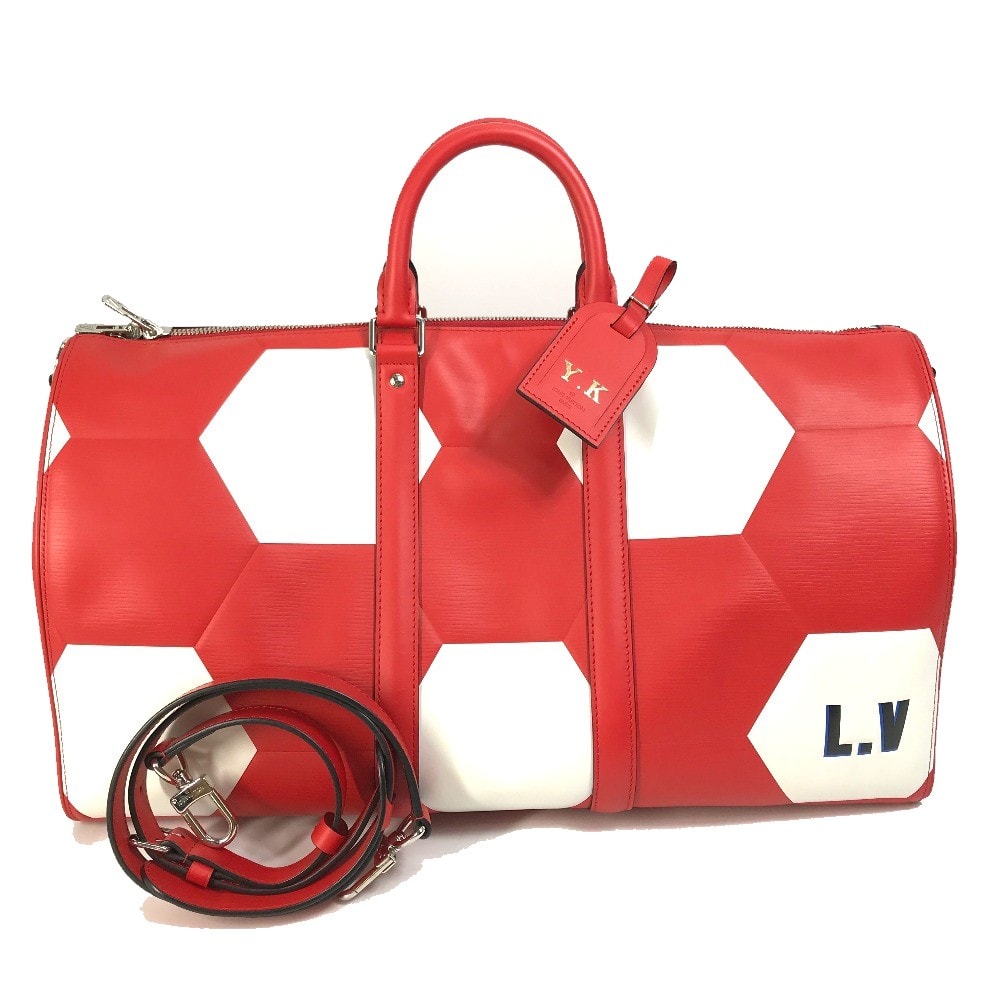 ルイヴィトン LOUIS VUITTON キーポルバンドリエール50 M52121 エピ 2018FIFAワールドカップ サッカーボール 2WAYバッグ ボストンバッグ エピレザー レッド 未使用