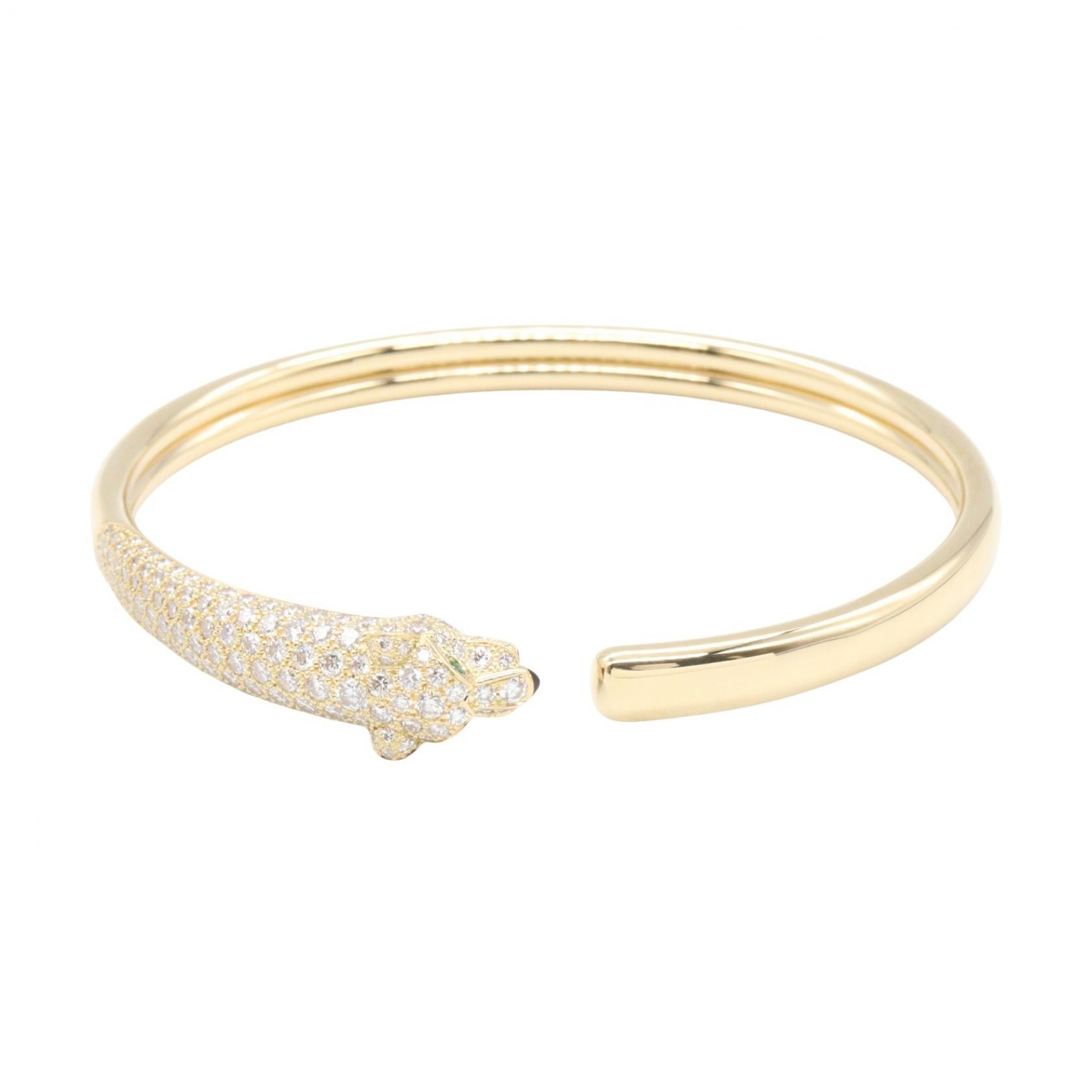 カルティエ CARTIER パンテール エメラルド ダイヤ オニキス バングル ブレスレット アクセサリー K18(イエローゴールド) ダイヤモンド エメラルド / オニキス レディース ゴールド系 / クリア系 / グリーン系 / ブラック系