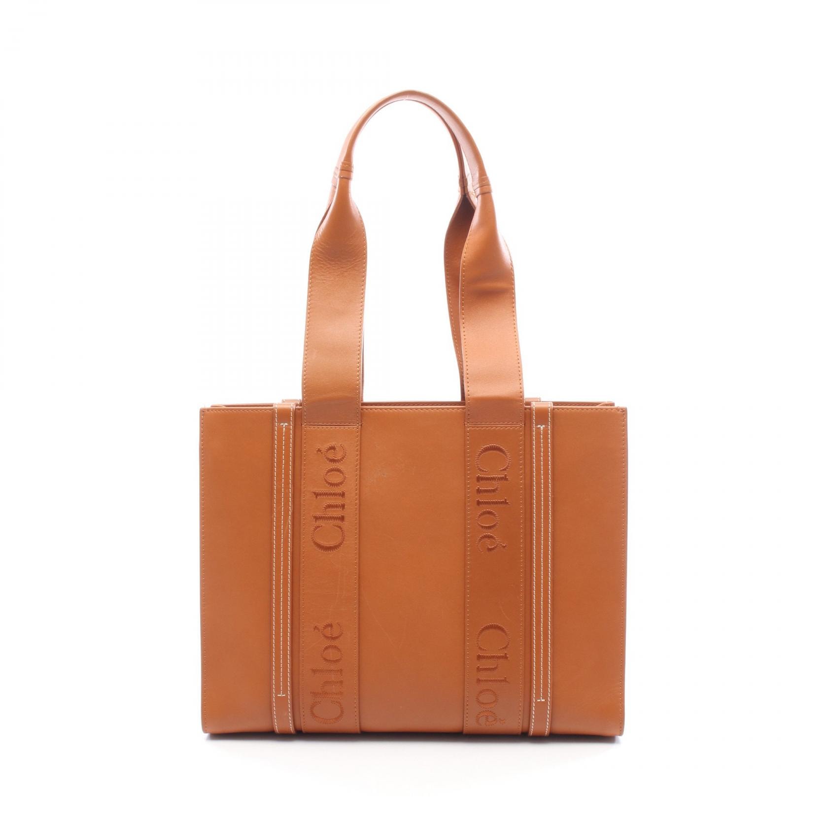 クロエ Chloe WOODY ウッディ ミディアム トートバッグ バッグ レザー レディース ブラウン系 CH22WS383I60247 【中古】