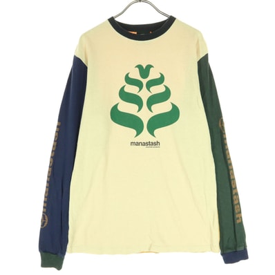 MANASTASH マナスタッシュ プリント マルチカラー 長袖 Tシャツ M ベージュ系
