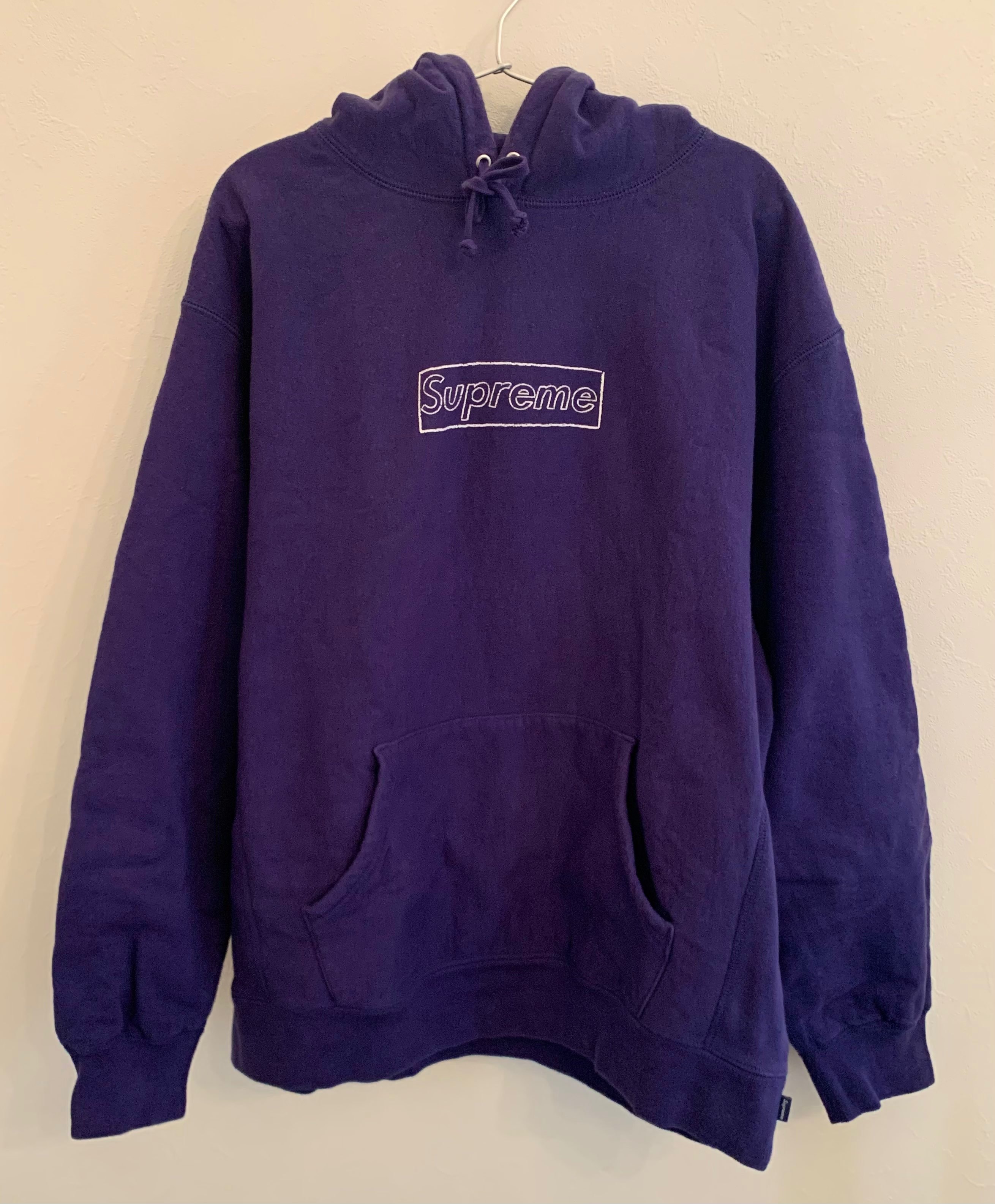 Supreme KAWS Chalk Logo Hooded Sweatshirt "Washed Navy"(2021)
